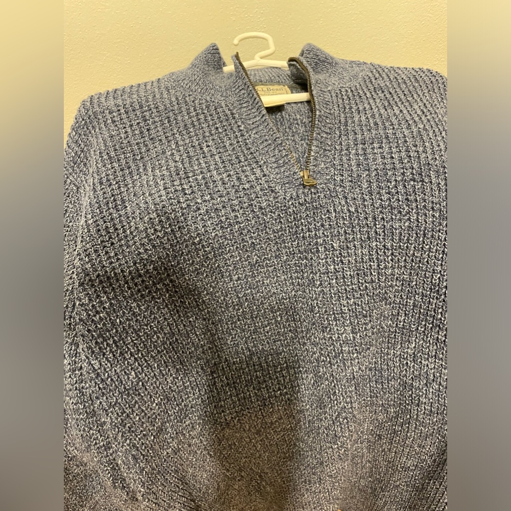 Men’s LL Bean Organic Cotton Waffle Sweater 1/4 Zip 3XL Washed Worn Once - Picture 5 of 11
